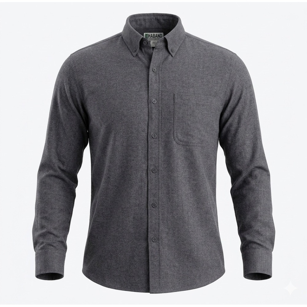 Haband Men's Gray Button‎ Up Long Sleeve Collared Shirt. Size M